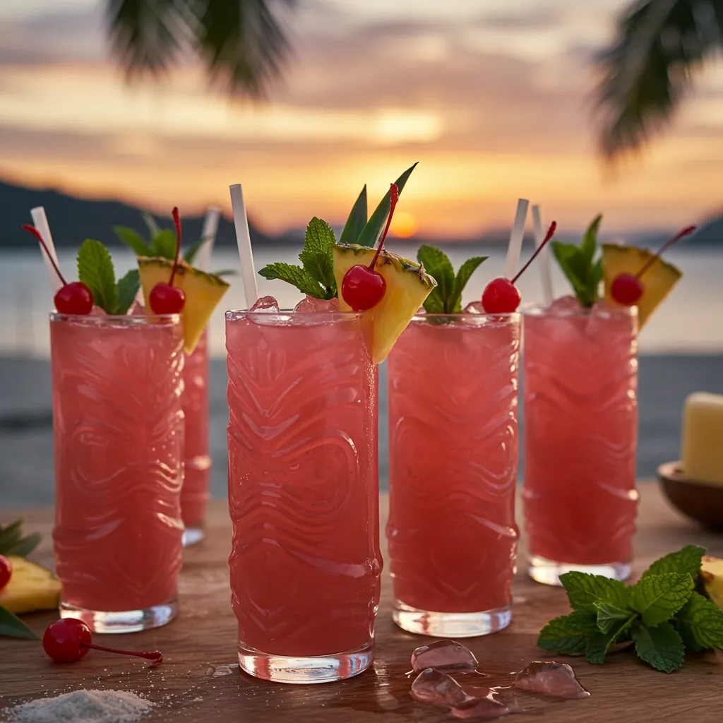 Tropical Pink Coconut Rum Punch - secondary view